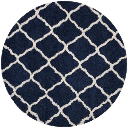 Safavieh 7 x 7 ft. Hudson Shag Power Loomed Round Area RugNavy & Ivory SGH283C-7R